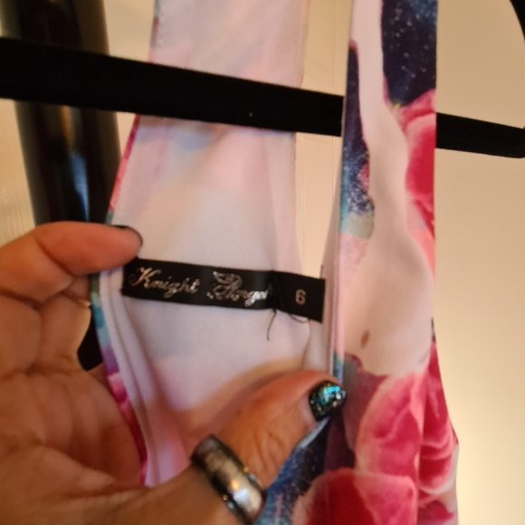 KNIGHT ANGEL 6 Pink Floral V Neck Sleeveless with Pockets Maxi Midi Romper Dress - Picture 5 of 16